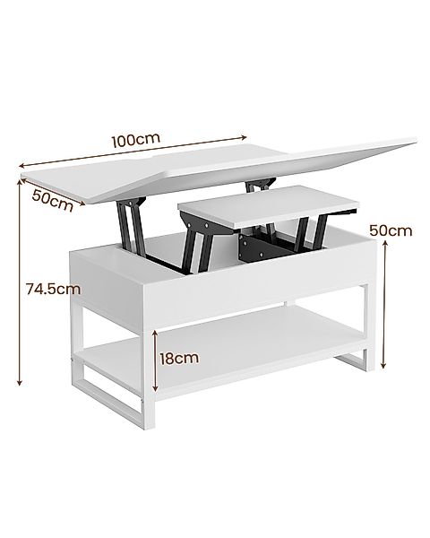 MSMASK Couchtisch höhenverstellbare, 3-in-1 Multifunktionaler Wohnzimmertis günstig online kaufen