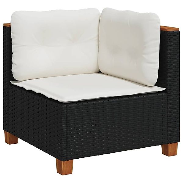 vidaXL Loungesofa Garten-Ecksofa mit Kissen Schwarz günstig online kaufen