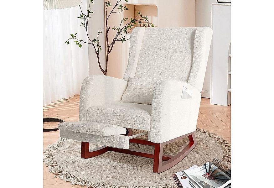 FUROKOY Schaukelstuhl Relaxsessel Stillsessel mit Holzsockel Fußstütze (Set günstig online kaufen