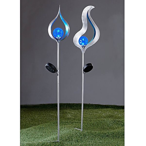 HAC24 LED Solarleuchte Gartenleuchte Flammenleuchte Silber günstig online kaufen