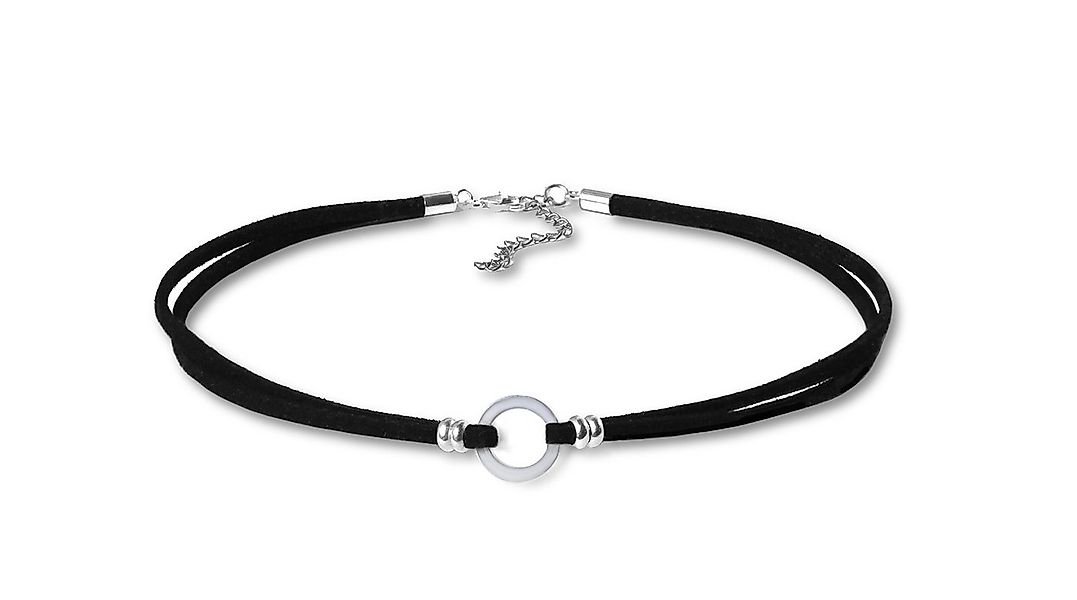 Edellis Kette mit Anhänger Choker Halskette Sterling Silber 925 mit Velourl günstig online kaufen