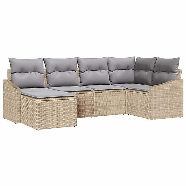 vidaXL Garten-Sofa-Set 6-Tlg Beige Poly Rattan 3346790 günstig online kaufen
