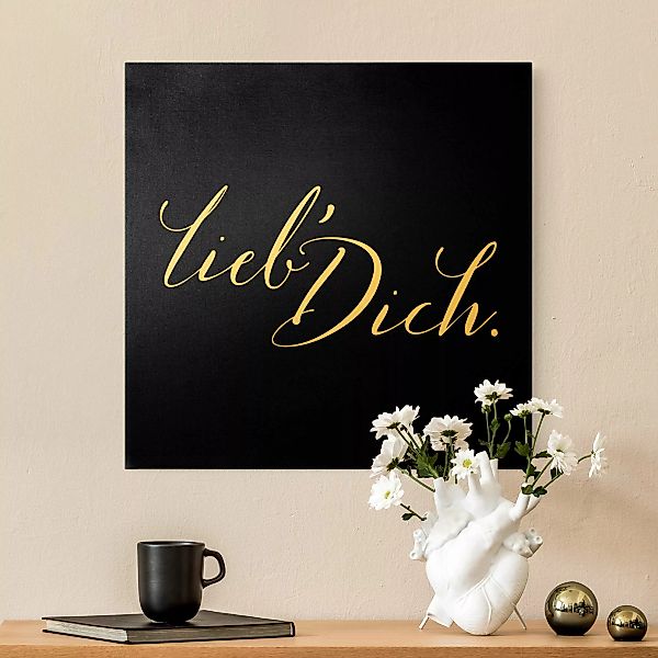 Leinwandbild Gold Lieb' Dich Schwarz günstig online kaufen