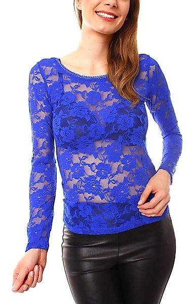 Muse Spitzentop Langarm Spitzenshirt transparent mit günstig online kaufen