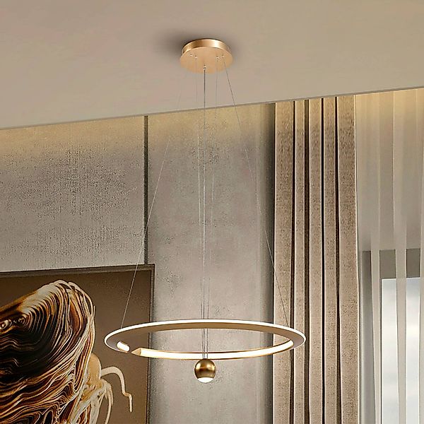 LED-Hängeleuchte Orane goldfarben, höhenverstellbar, Ø 60 cm günstig online kaufen