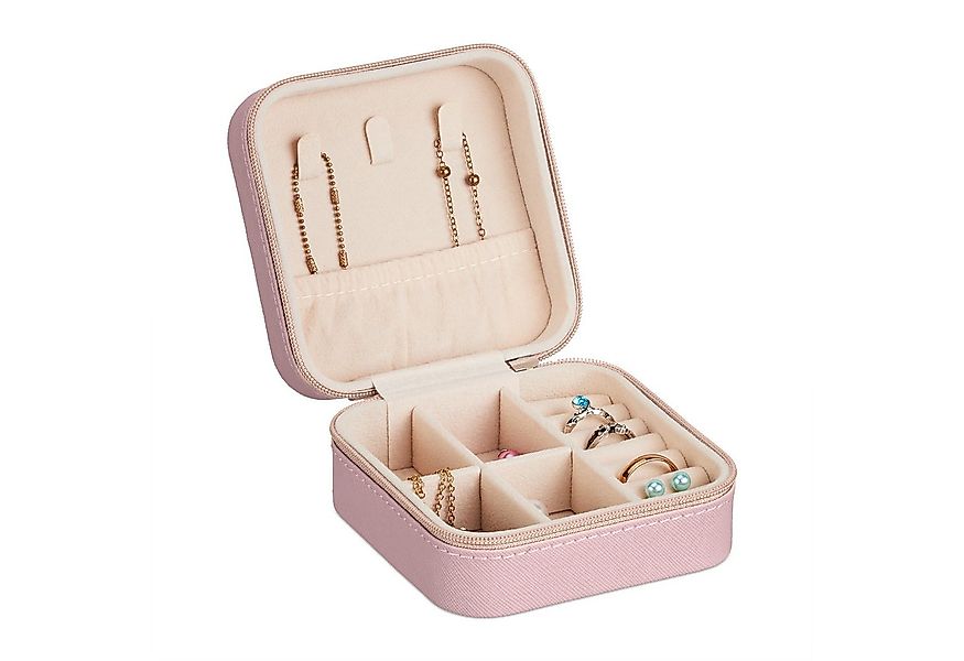 relaxdays Schmuckkasten Schmuckkästchen für Reisen, Pink günstig online kaufen