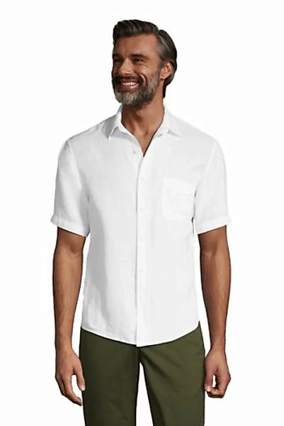 Leinenhemd mit kurzen Ärmeln, Classic Fit, Herren, Größe: M Tall, Weiß, by günstig online kaufen