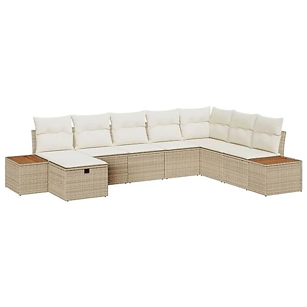 vidaXL Gartensofa-set mit Kissen mit Speicher 8-Tlg Beige Poly-Rattan 33609 günstig online kaufen