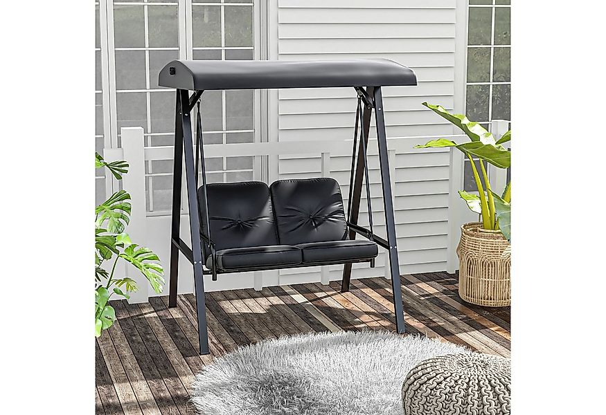 Outsunny Hollywoodschaukel mit Verstellbarem Dach, Kissen, 2-Sitzer, Verste günstig online kaufen