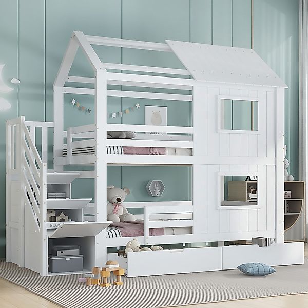 Merax Etagenbett 90x200cm mit Dach und günstig online kaufen