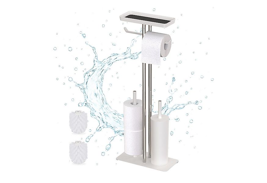 relaxdays WC-Garnitur Edelstahl mit Ablage, weiß günstig online kaufen