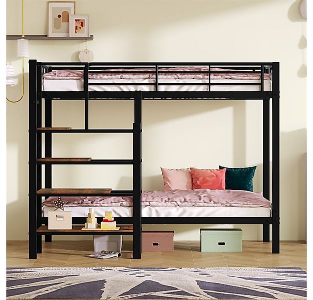 XDeer Etagenbett Etagenbett, Eisenbett, Kinderbett, ausgestattet mit Regale günstig online kaufen