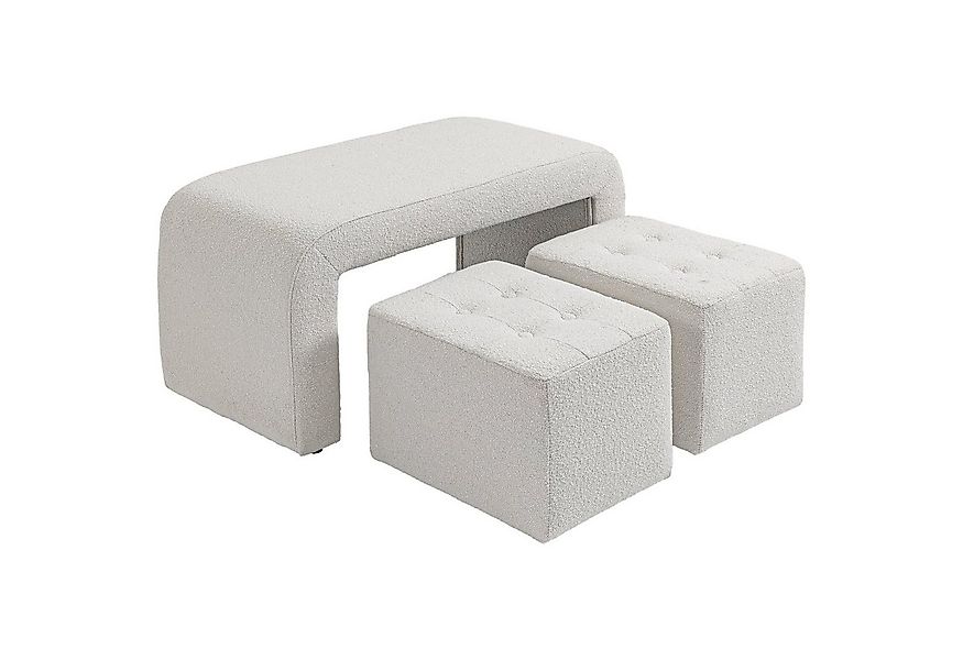 HOMCOM Fußhocker Ottomane mit 3 Hockern (Fußstütze, 3 St., Sitzhocker), Wei günstig online kaufen