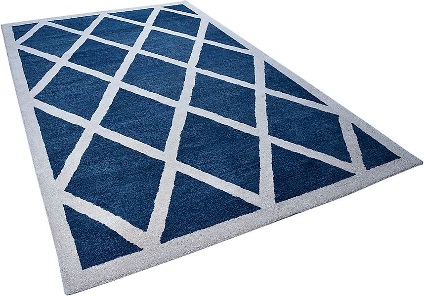 THEKO Wollteppich "Royal Design" rechteckig 14 mm Höhe reine Wolle, Rauten günstig online kaufen