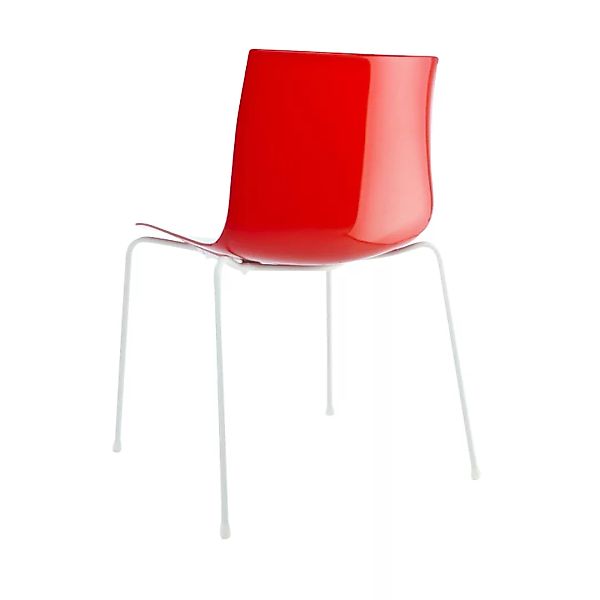 Arper - Catifa 46 0251 Stuhl zweifarbig Gestell weiß - weiß/rot/Außenschale günstig online kaufen