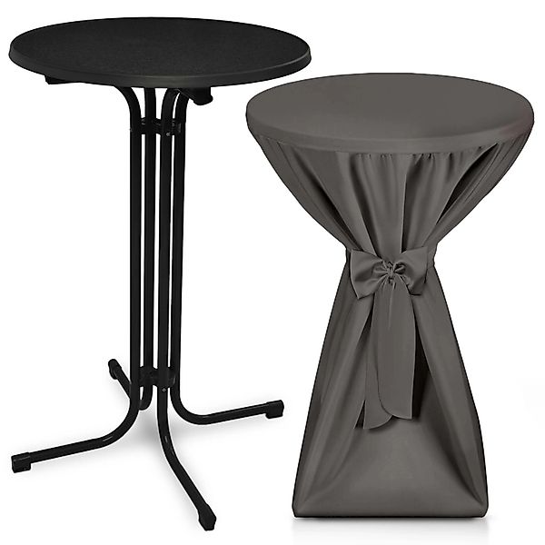 Beautissu Bellini Stehtisch Ø 60cm Schwarz mit Premium Stehtischhusse Ø 60c günstig online kaufen