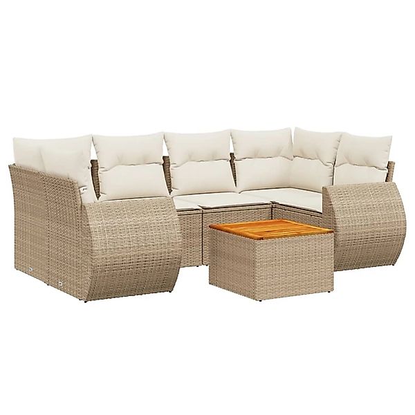 vidaXL 7-tlg Garten-Sofagarnitur mit Kissen Beige Poly Rattan Modell 227 günstig online kaufen