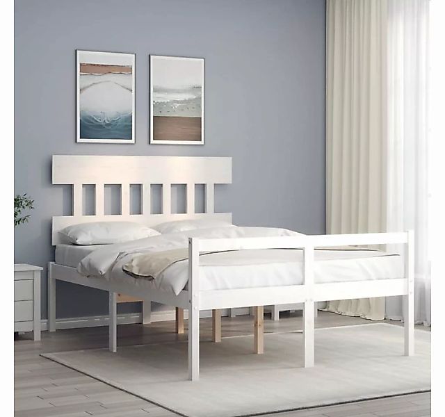 furnicato Bett Seniorenbett mit Kopfteil 120x200 cm Weiß Massivholz günstig online kaufen