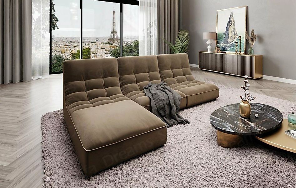 Sofa Dreams Ecksofa Samtstoff Sofa Design Couch Melilla L Form Stoffsofa, L günstig online kaufen