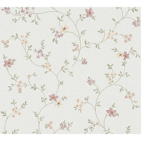 Livingwalls Tapete Blumenmuster Creme-Beige Grün Rosa und Orange 53 cm x 10 günstig online kaufen