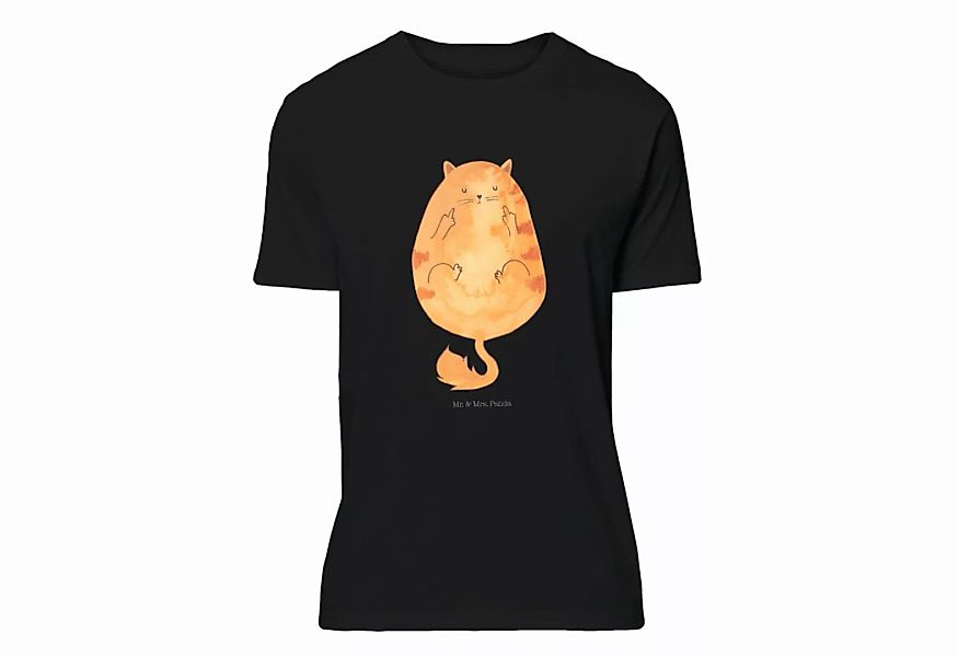 Mr. & Mrs. Panda T-Shirt Katze Mittelfinger - Schwarz - Geschenk, T-Shirt, günstig online kaufen
