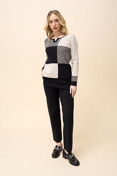 Passioni Strickpullover Jacquard Pullover mit Colourblocking und Streifen günstig online kaufen