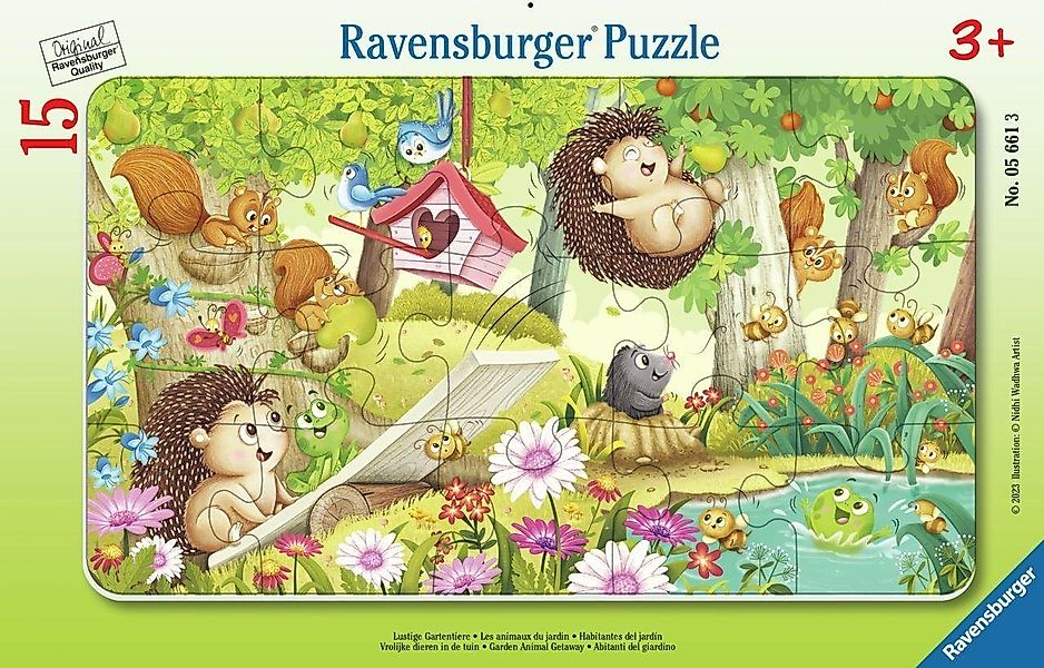 Ravensburger Verlag GmbH Puzzle Kinderpuzzle 15 Teile - Lustige Gartentiere günstig online kaufen