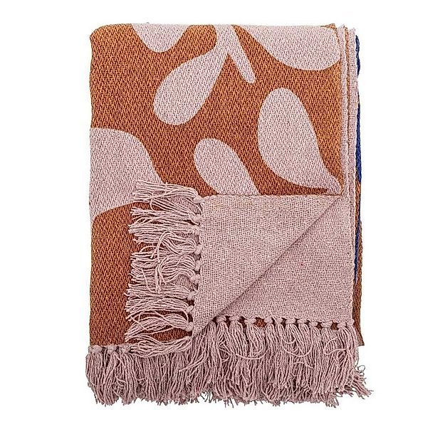 Wolldecke Bloomingville Decke ATLE Braun Blau 160x130 cm, Bloomingville günstig online kaufen