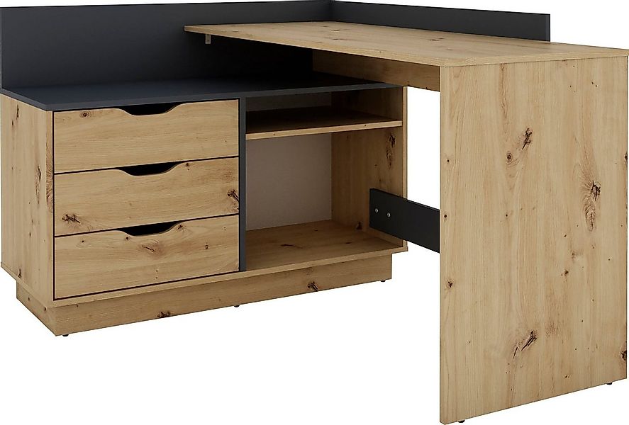 byLIVING Eckschreibtisch Bern, mit viel Stauraum, Breite 129 cm, rechts ode günstig online kaufen