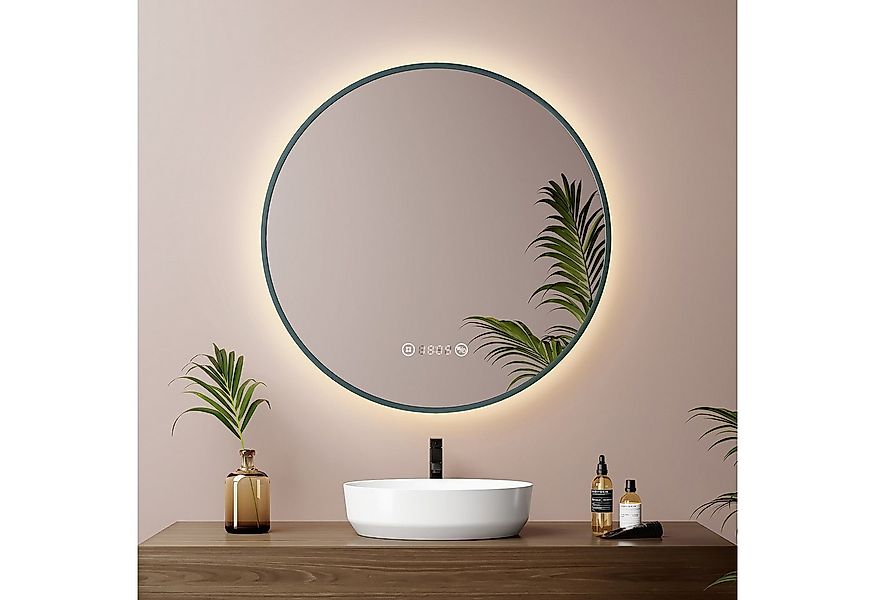 EMKE Badspiegel mit Beleuchtung und Antibeschlag, Uhr & Temperaturanzeige ( günstig online kaufen