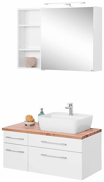 welltime Badmöbel-Set "Davos" 3 Stk. tlg. Breite 50 cm, mit eckigem Waschbe günstig online kaufen
