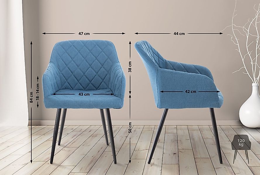 CLP Esszimmerstuhl Shila (2er Set), Samt günstig online kaufen