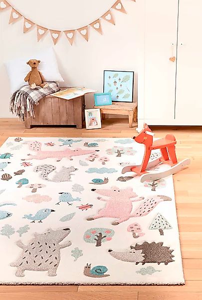 Sigikid Kinderteppich »Forest«, rechteckig, 13 mm Höhe, Wald Tiere Design, günstig online kaufen