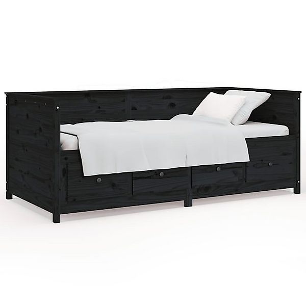 vidaXL Bett, Tagesbett Schwarz 100x200 cm Massivholz Kiefer günstig online kaufen