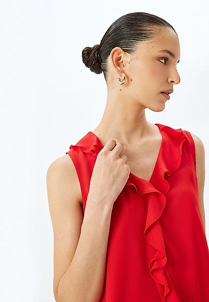 Koton Rüschenbluse Ärmellos V-Kragen Rüschenbluse günstig online kaufen