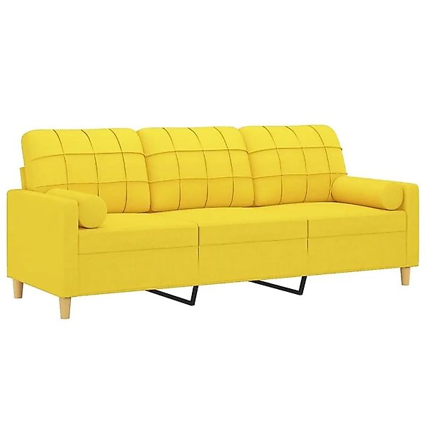 vidaXL 3-Sitzer-Sofa mit Zierkissen Hellgelb 180 cm Stoff 3200795 günstig online kaufen