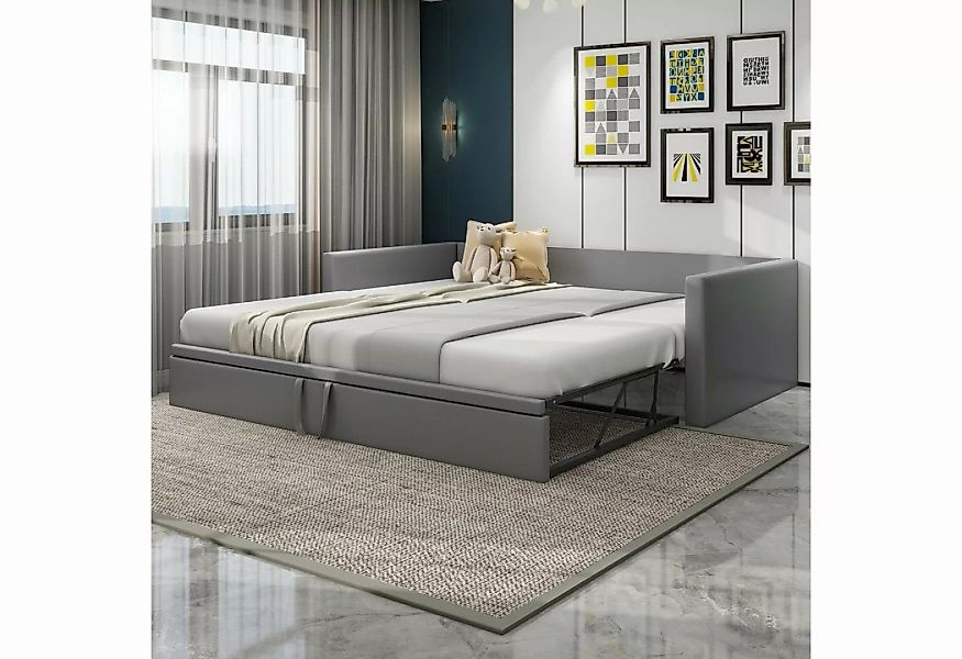 OKWISH Bett Polsterbett Ausziehbares Schlafsofa (Multifunktionsbett aus hau günstig online kaufen