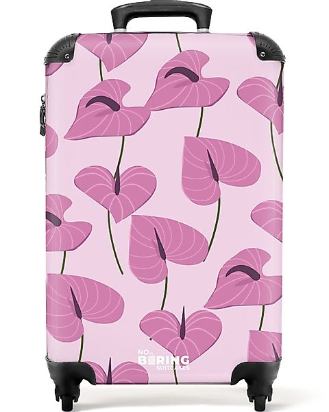 NoBoringSuitcases.com© Hartschalen-Trolley Rosa mit lila Blättern günstig online kaufen