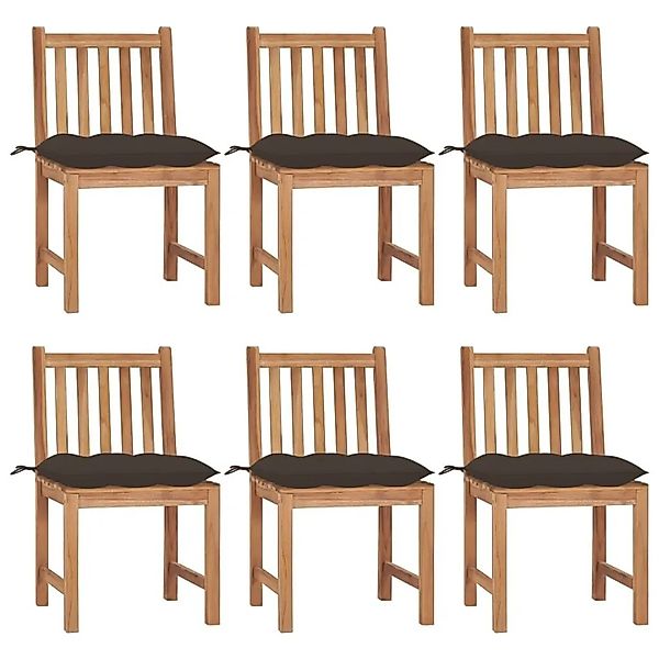 vidaXL Gartenstühle 6 Stk mit Kissen Massivholz Teak 3073138 günstig online kaufen