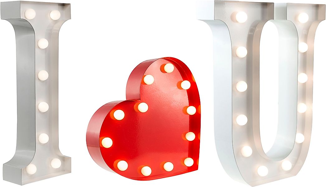 MARQUEE LIGHTS LED Dekolicht »Heart«, 12 flammig-flammig, Wandlampe, Tischl günstig online kaufen