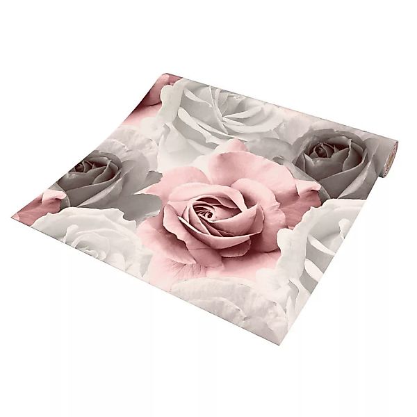 UGEPA Papiertapete Rosen rosa grau B/L: ca. 53x1005 cm günstig online kaufen