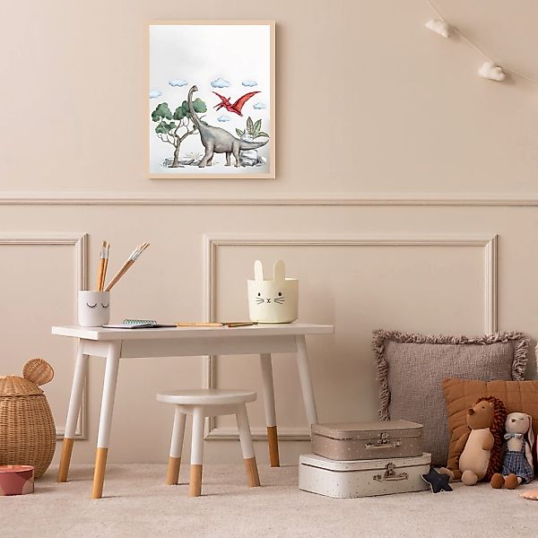 Lüttenhütt Bild mit Rahmen "oder Poster, Dinosaurier", Baum-Dinosaurier-Fan günstig online kaufen