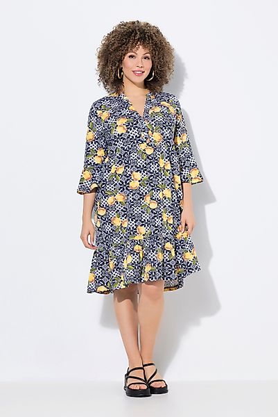 Ulla Popken Jerseykleid Jerseykleid A-Linie Tunika-Ausschnitt günstig online kaufen