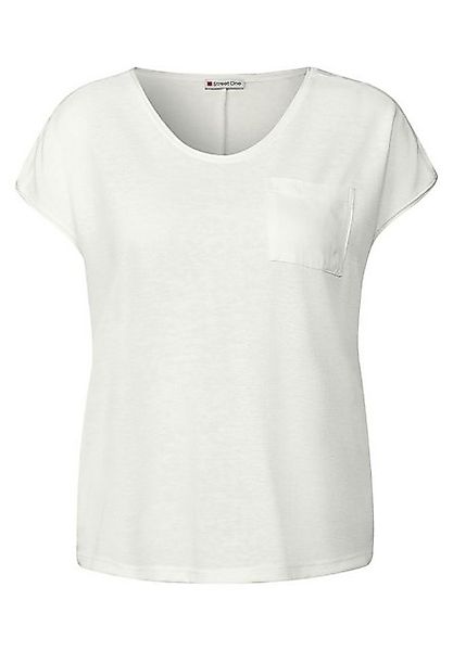 STREET ONE T-Shirt – Leichtes Shirt in Leinen-Optik mit V-Ausschnitt günstig online kaufen