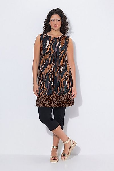 Ulla Popken Minikleid Jerseykleid Bordüre A-Linie Rundhals ärmellos günstig online kaufen