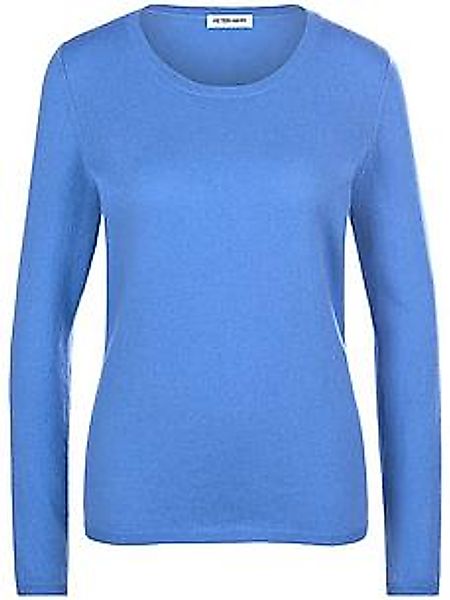 Rundhals-Pullover aus Schurwolle und Kaschmir Peter Hahn blau günstig online kaufen