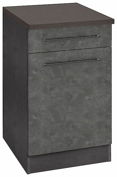 KOCHSTATION Unterschrank "KS-Tulsa" 50 cm breit, 1 Tür, 1 Schubkasten, schw günstig online kaufen