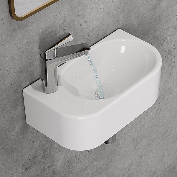 HOROW Waschbecken Aufsatzwaschbecken Oval Rund Waschbecken Glänzend weiß (f günstig online kaufen