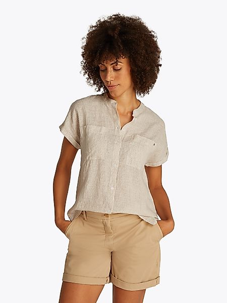 Tommy Hilfiger Kurzarmbluse ESS LINEN COLLARLESS günstig online kaufen