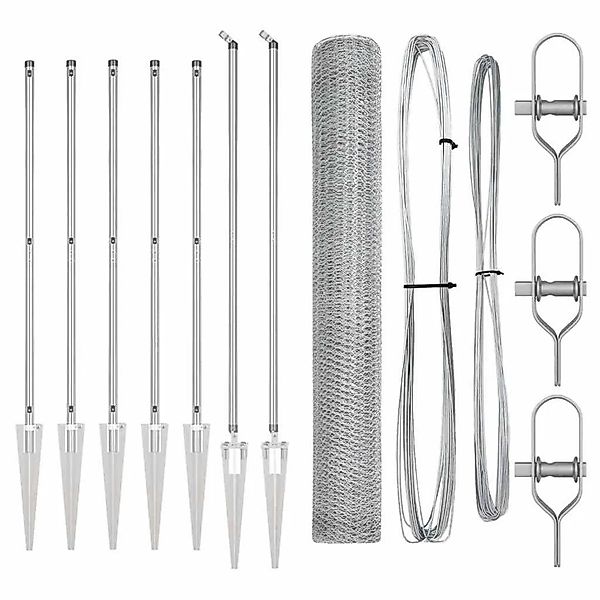 vidaXL Zaunpfosten Silber 10 x 1,2 m 25 mm Maschenweite Stahl 3353345 günstig online kaufen